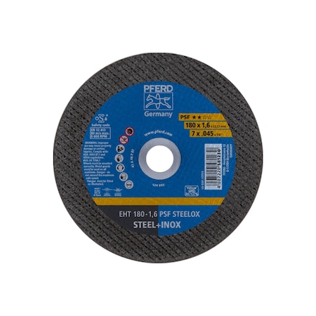 Pferd Abrasive Cut-Off Wheel, Type 1, 7 in Dia, 0.045 in Thick, 7/8 in Arbor Hole Size, Aluminum Oxide 63553